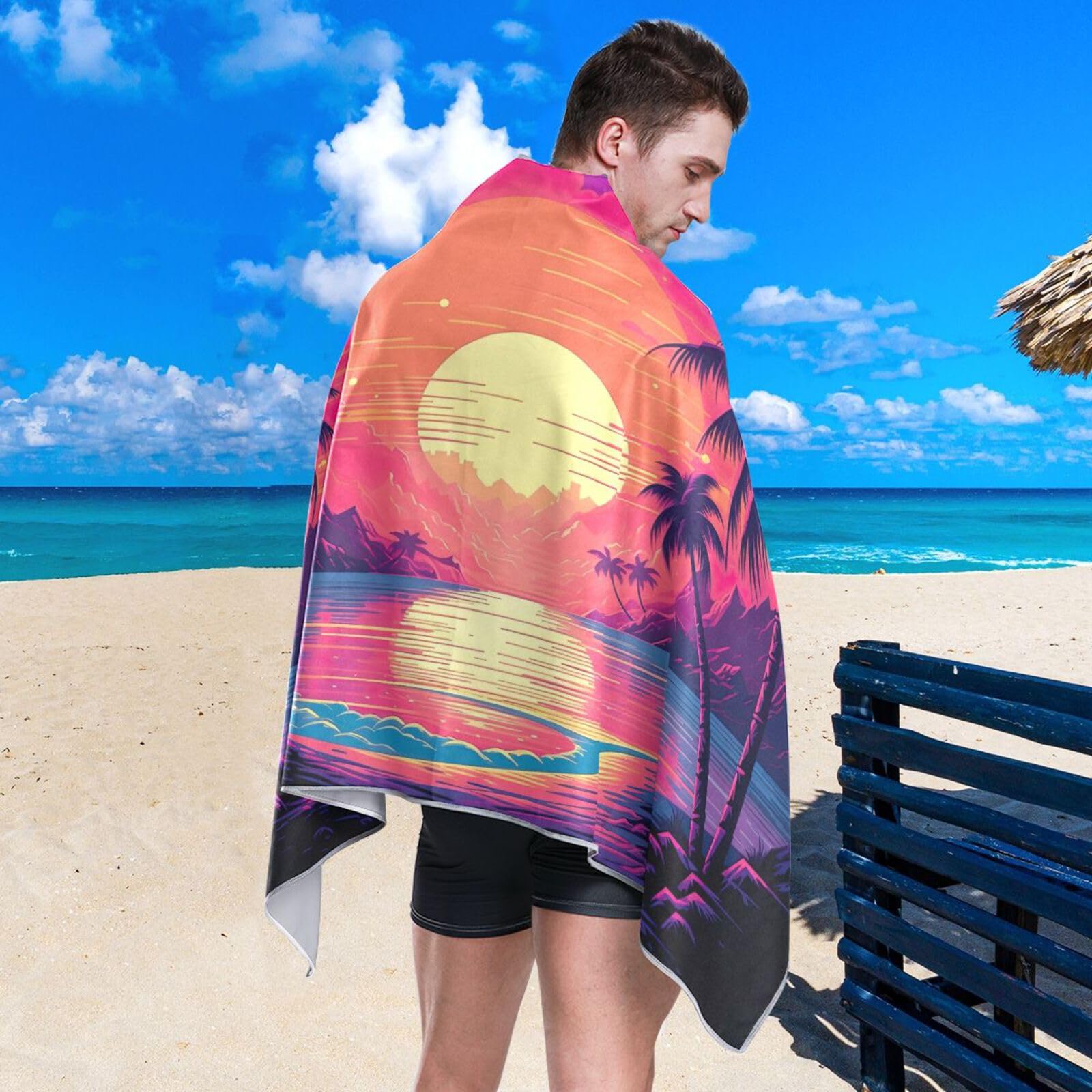 Amazon.com: Kigai Sunset Tree Quick Dry Beach Towel Soft Absorbent